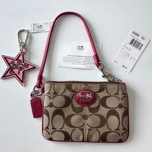 Coach Brown and Pink Wristlet with Poppy Star Charm